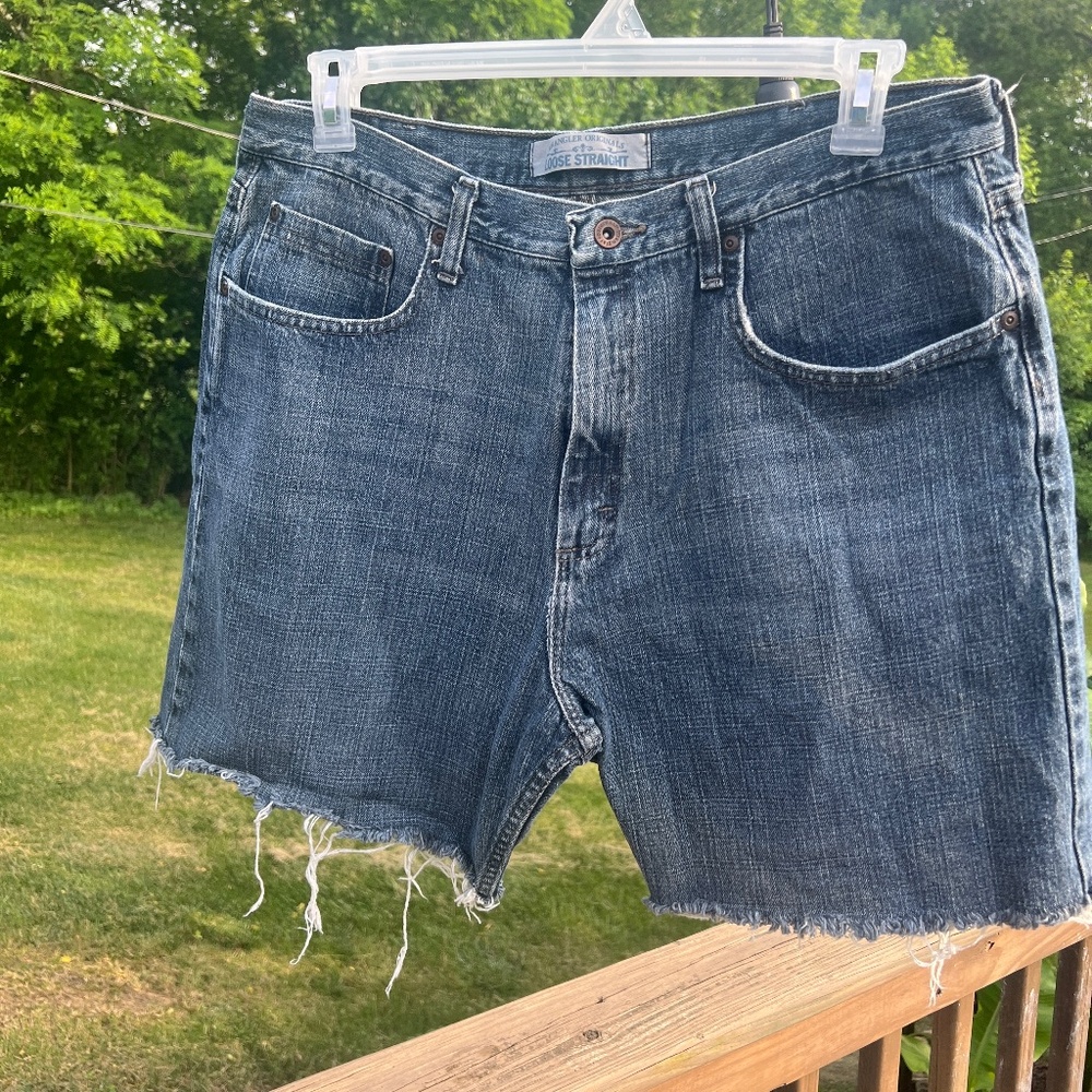 Wrangler Originals Distressed Cut Off Blue Jeans Men’s Size 36 Frayed Denim VTG